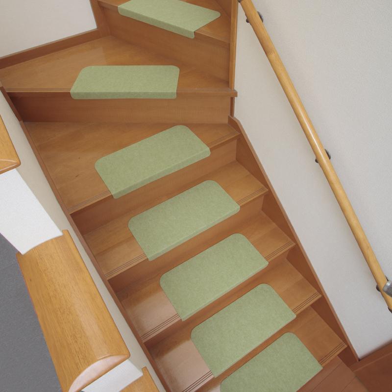こだらりの日本製】階段マット 滑らない 45x21cm 15枚 折り曲げ付 吸着