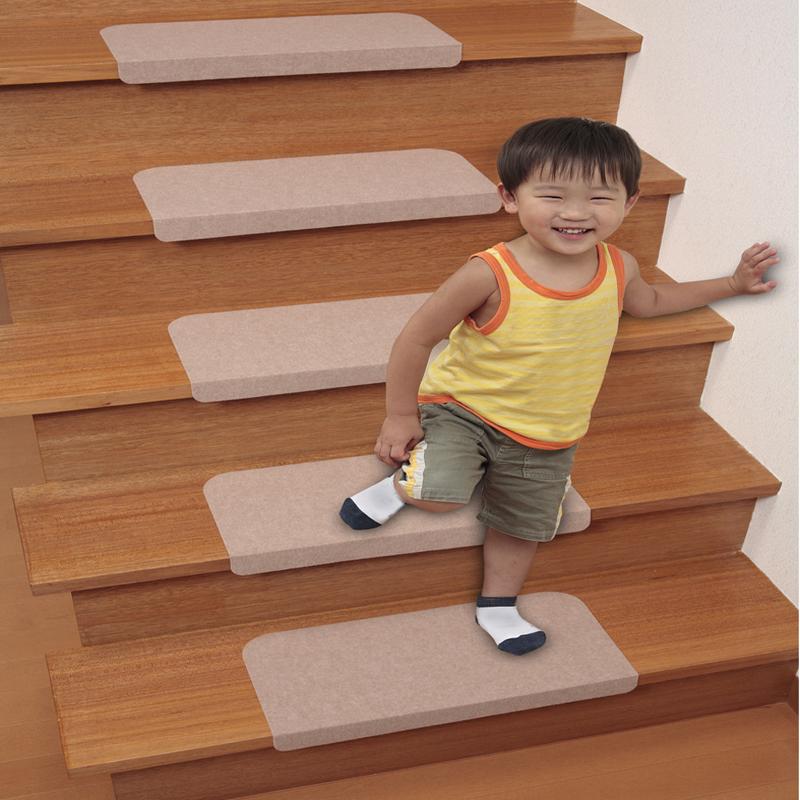 こだらりの日本製】階段マット 滑らない 45x21cm 15枚 折り曲げ付 吸着