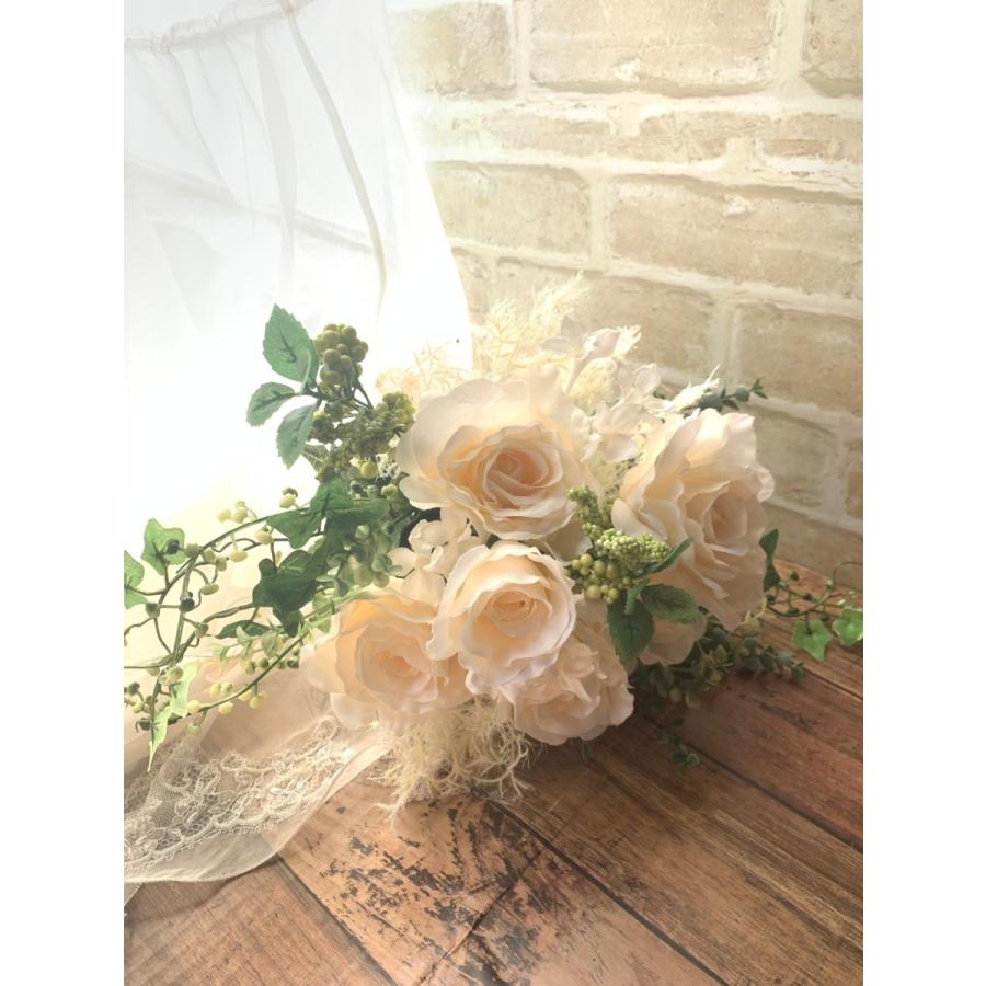 ウェディングブーケ ブライダルブーケ ホワイト バラ アーティフィシャルフラワー アートフラワー 贈り物 ギフト 結婚式 |  | 01
