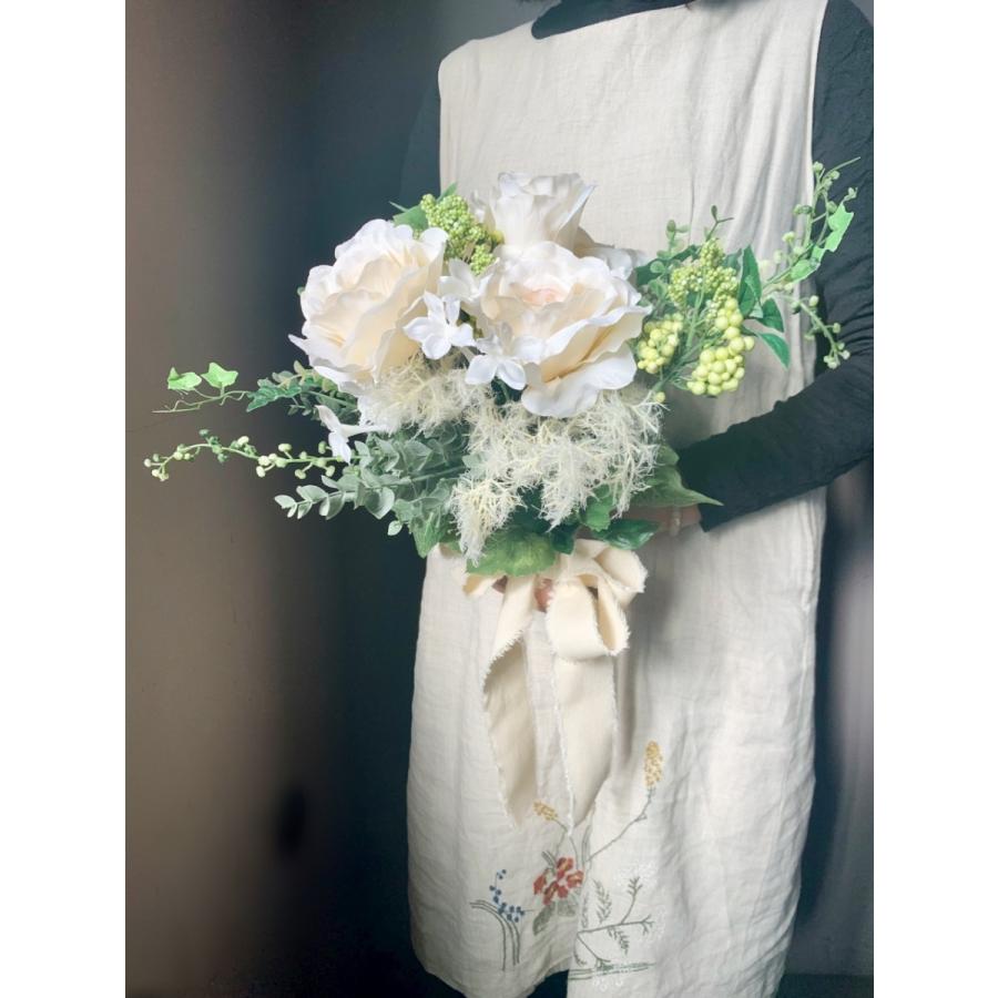 ウェディングブーケ ブライダルブーケ ホワイト バラ アーティフィシャルフラワー アートフラワー 贈り物 ギフト 結婚式 |  | 03