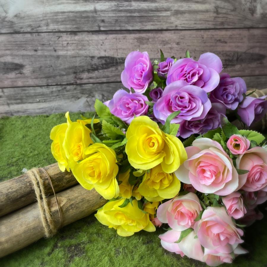 薔薇 ブッシュ 3カラー バラ アーティフィシャルフラワー 造花 アレンジメント ブーケ 花材｜atelier-ensemble｜01