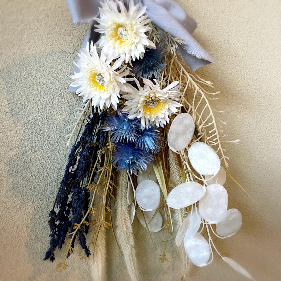 ナチュラルスワッグ プリザーブドフラワー ラベンダー 大判草 コットン