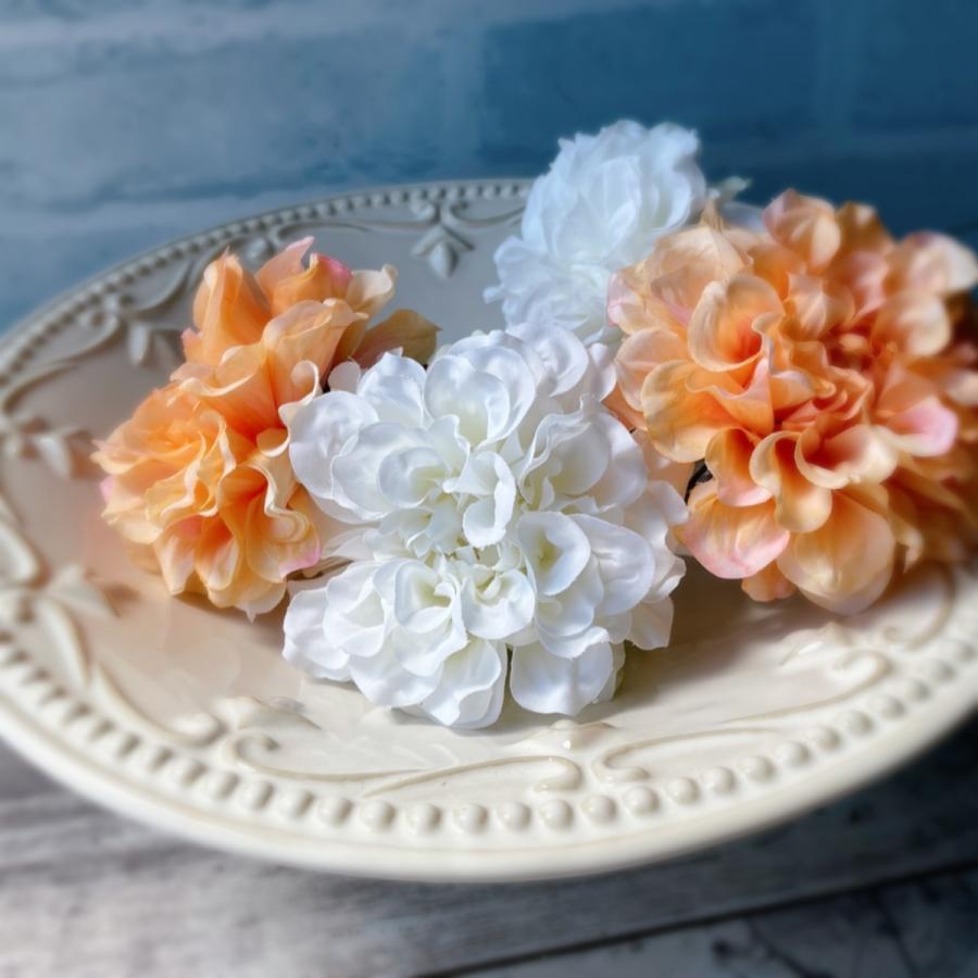 ダリアピック 2カラー ホワイト ピーチ アーティフィシャルフラワー