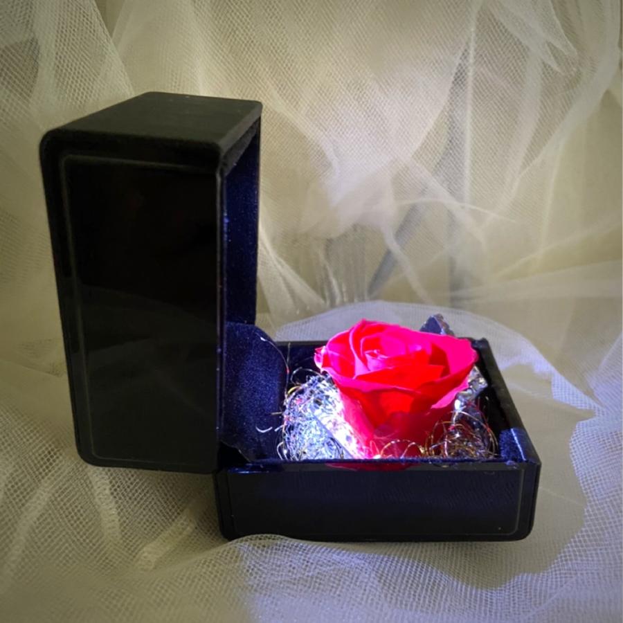LEDライト付き 指輪ケース 花 プリザーブドフラワー 薔薇 リングケース