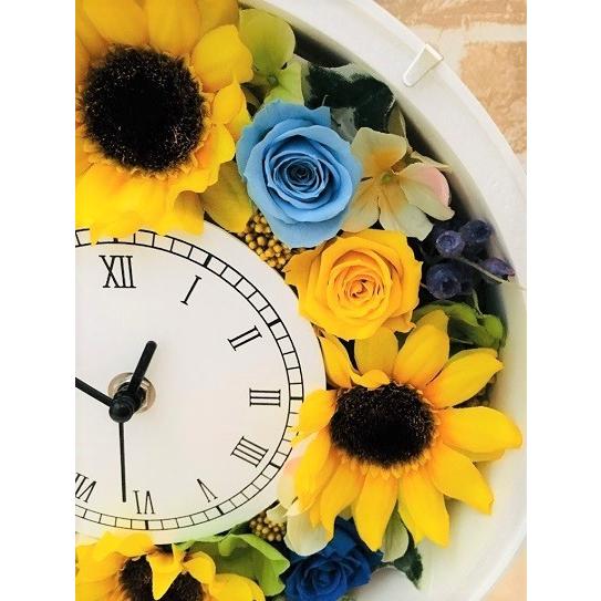 プリザーブドフラワー （当店オリジナル） 花時計 ひまわり３ ヒマワリ 向日葵 結婚祝い 新築祝い_1