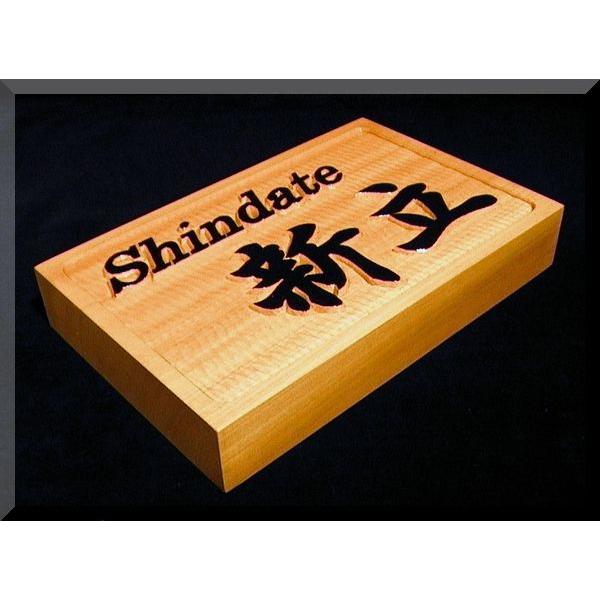 表札（木）AKYs-0ki6（横角型枠有）名字のみ文字部墨載せ【英字＋漢字