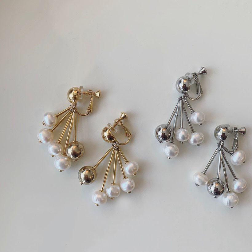 淡水パール イヤリング 淡水パールボリュームイヤリング ゴールド