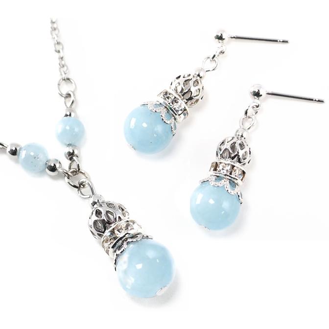 プシュケ 恋人達の守護神 ネックレス＋ピアス ギフトセット アクア