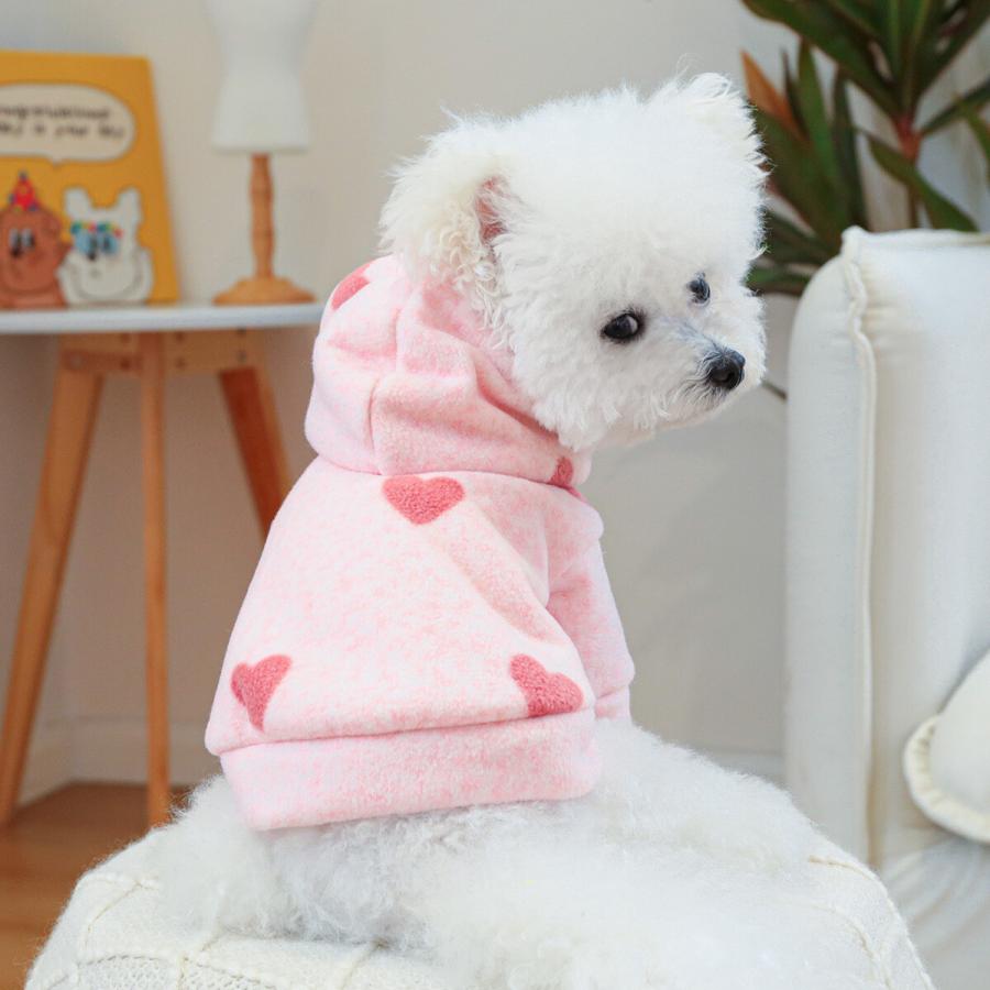 犬服 ハート柄ピンクパーカー トップス ペット服 犬 おしゃれ かわいい
