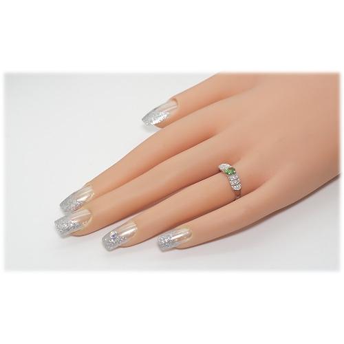 グリーンガーネット リング 指輪 0.3ct K10WG/K18WG ガーネット 1月  