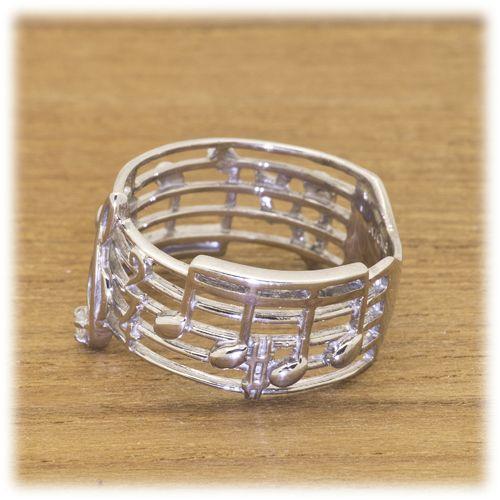 ダイヤモンド リング 指輪 0.02ct K10WG K10YG K10PG 楽譜 音符 モチーフ 4月 誕生石 天然石 選べる地金の画像