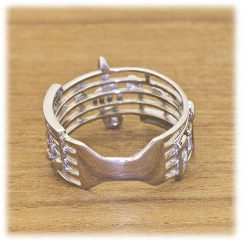 ダイヤモンド リング 指輪 0.02ct K10WG K10YG K10PG 楽譜 音符 モチーフ 4月 誕生石 天然石 選べる地金の画像