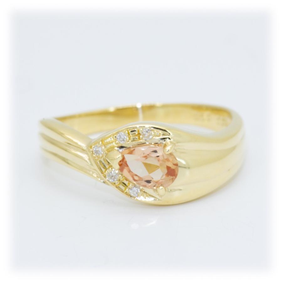 インペリアルトパーズ　リング　k18 10号 指輪 18金 10号 インペリアルトパーズ 0.31ct ダイヤ 0.04ct K18PG