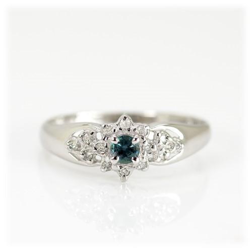 アレキサンドライト リング 指輪 0.12ct K10WG/K18WGカラーチェンジ 6月 誕生石 天然石 選べる地金の画像