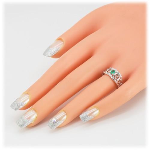 エメラルド 指輪 リング 0.2ct SV925 アンティーク風 GV 5月 誕生石