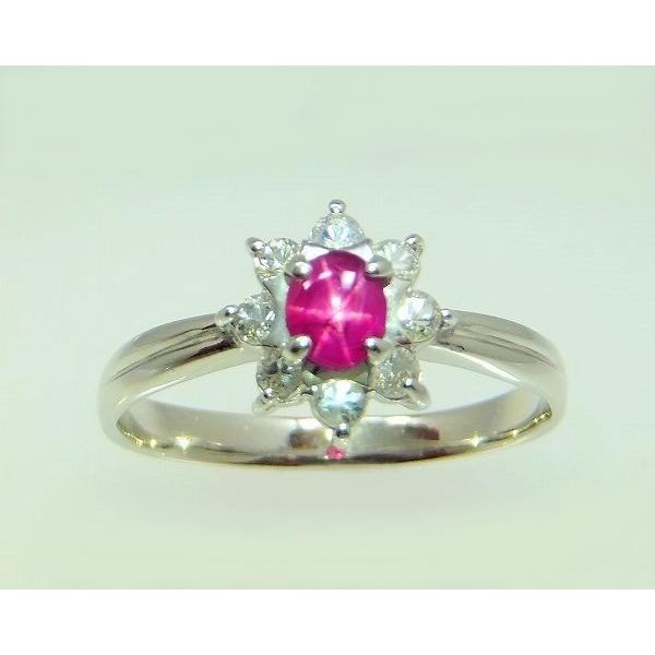 ルビー リング 指輪 0.5ct K10WG/K18WG スタールビー 7月 誕生石 