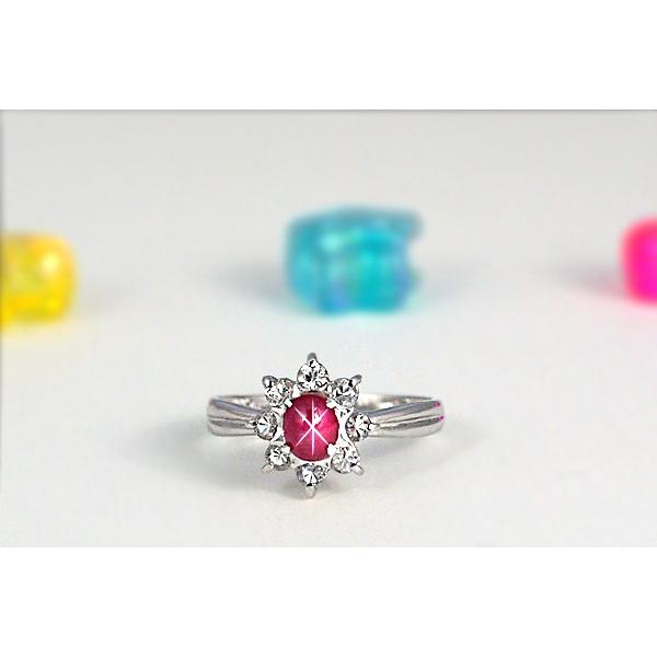 ルビー リング 指輪 0.5ct K10WG/K18WG スタールビー 7月 誕生石