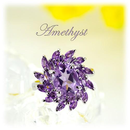 天然アメジスト&サファイア&ガーネット5.00ct Silver925リング