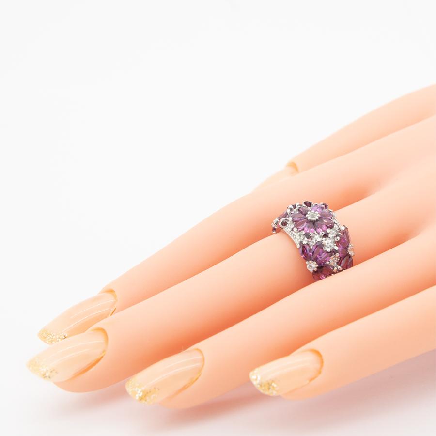 ガーネット マーキース フラワーリング 指輪 4.0ct SV925 ロードライトガーネット 1月 誕生石 天然石の画像