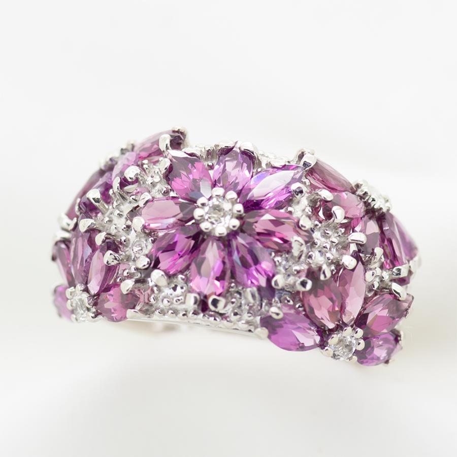 ガーネット マーキース フラワーリング 指輪 4.0ct SV925 ロードライトガーネット 1月 誕生石 天然石の画像