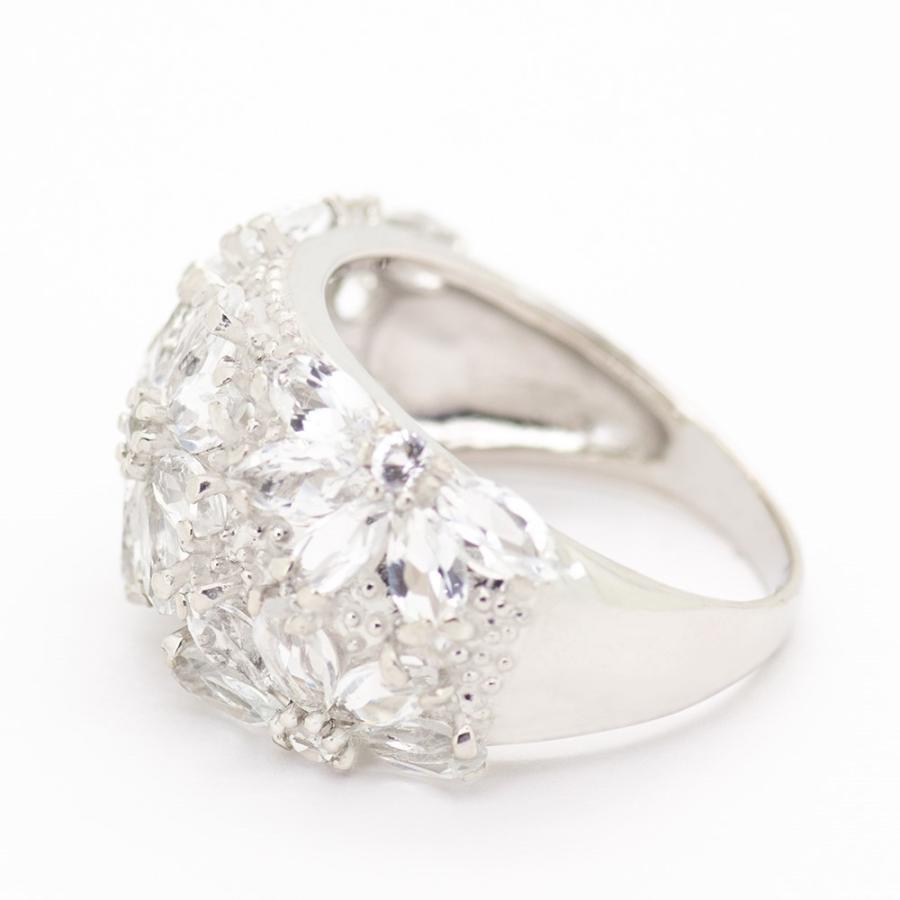 トパーズ マーキース フラワーリング 指輪 4.0ct SV925 ホワイトトパーズ 11月 誕生石 天然石の画像
