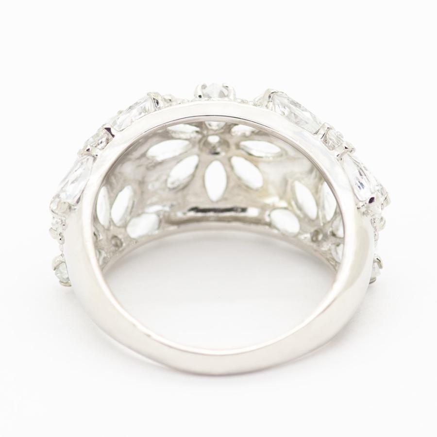 トパーズ マーキース フラワーリング 指輪 4.0ct SV925 ホワイトトパーズ 11月 誕生石 天然石の画像