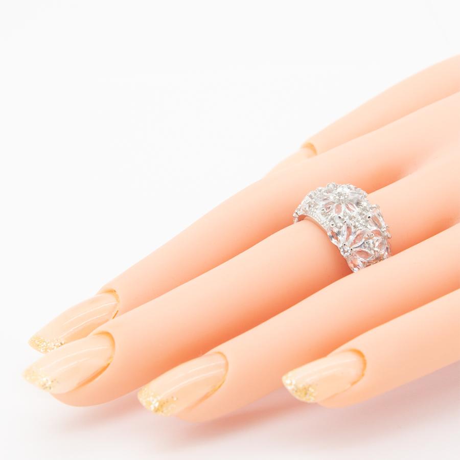 トパーズ マーキース フラワーリング 指輪 4.0ct SV925 ホワイト  