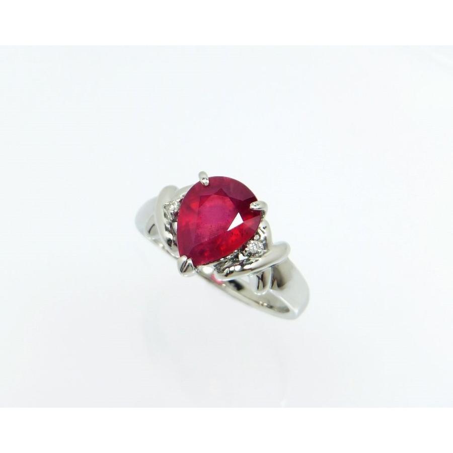 ルビー リング 指輪 3.0ct Pt100 ペアシェイプ 7月 誕生石 天然石の画像