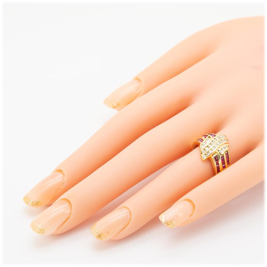 ダイヤモンド ルビー リング 指輪 0.46ct K18YG 新品仕上げ済中古 鑑別