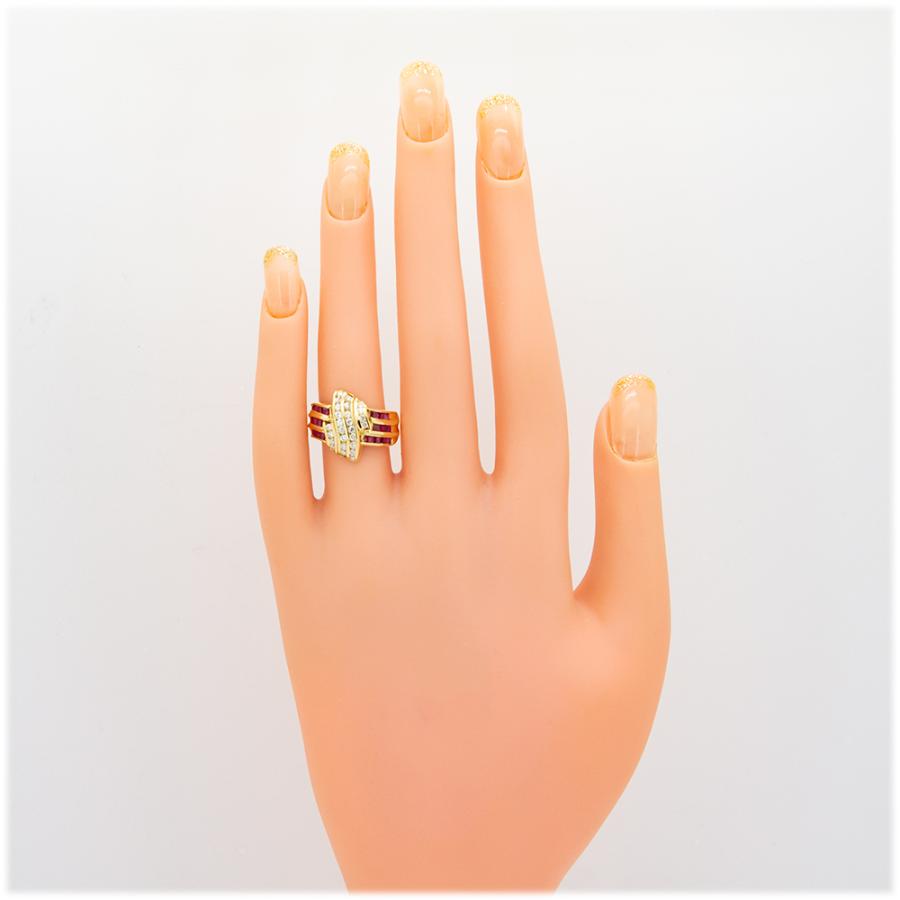 ダイヤモンド ルビー リング 指輪 0.46ct K18YG 新品仕上げ済中古 鑑別