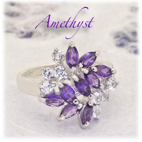 天然アメジスト&サファイア&ガーネット5.00ct Silver925リング