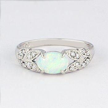 オパール リング 指輪 0.4ct K10WG 10月 誕生石 天然石の画像