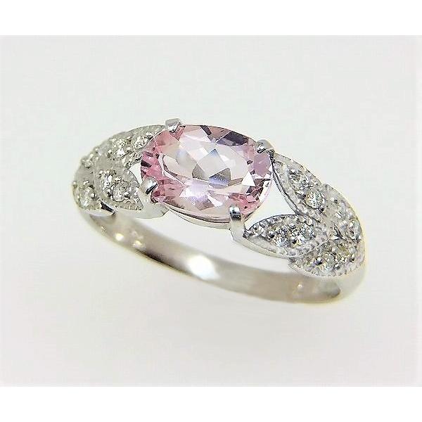 モルガナイト リング 指輪 0.6ct K10WG ピンクモルガナイト 3月 誕生石 天然石の画像