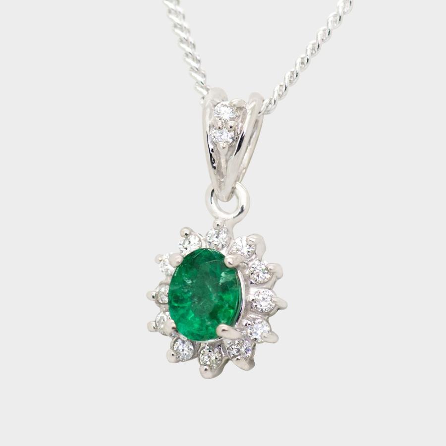 エメラルド ネックレス ペンダント 0.4ct K10WG/K10YG 5月