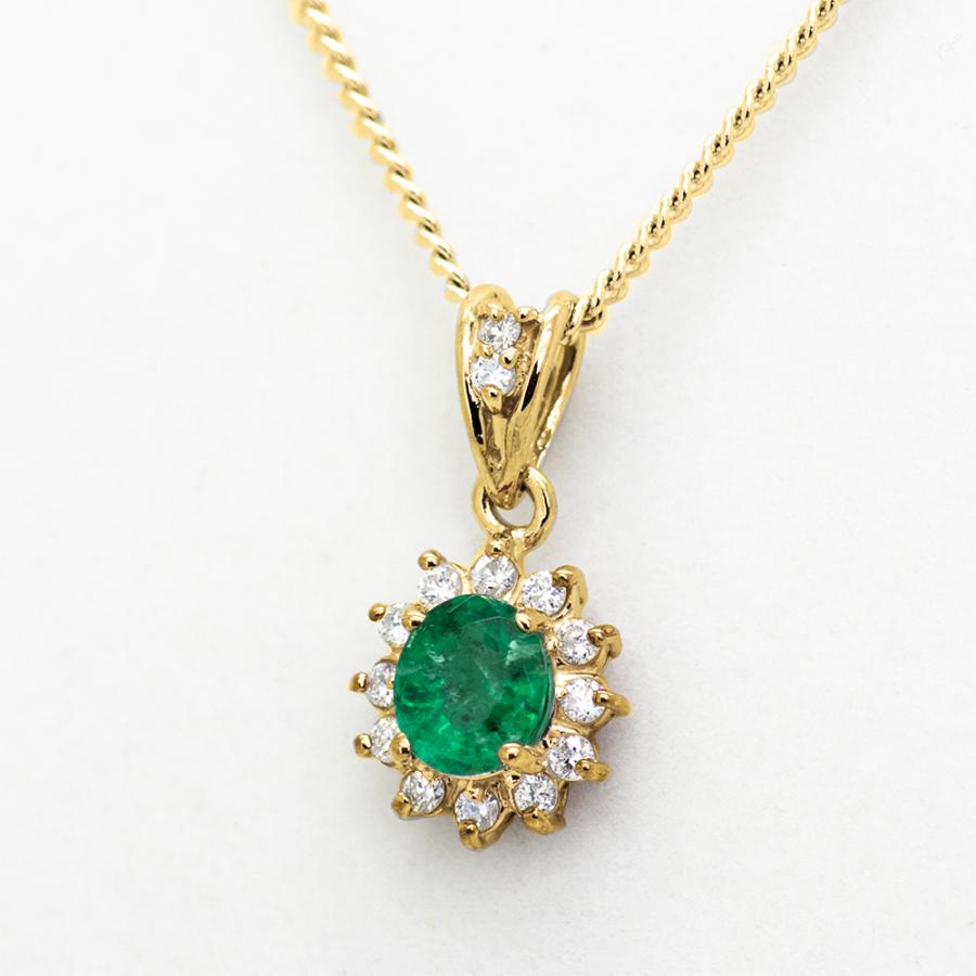 エメラルド ネックレス ペンダント 0.4ct K10WG/K10YG 5月 誕生石 