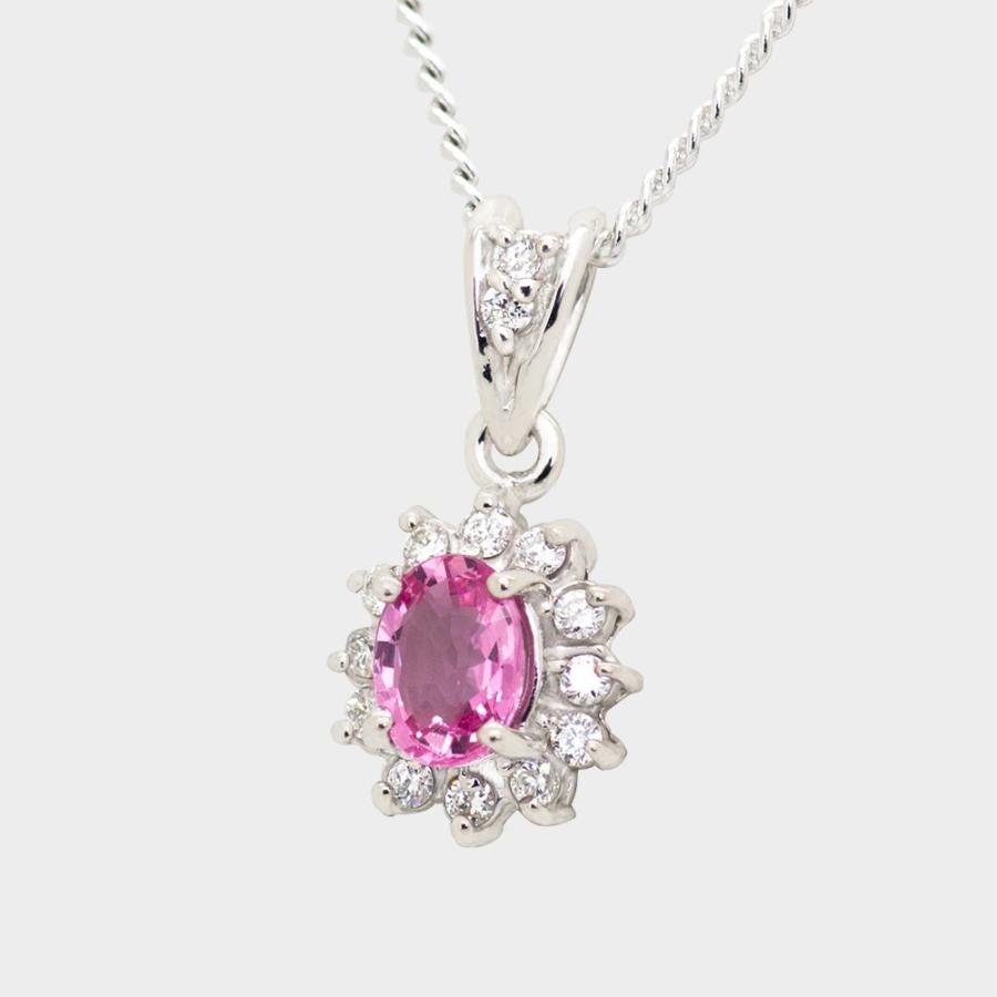 サファイア ネックレス ペンダント 0.4ct K10WG/K10YG ピンク 