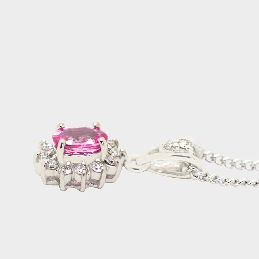 サファイア ネックレス ペンダント 0.4ct K10WG/K10YG ピンク 