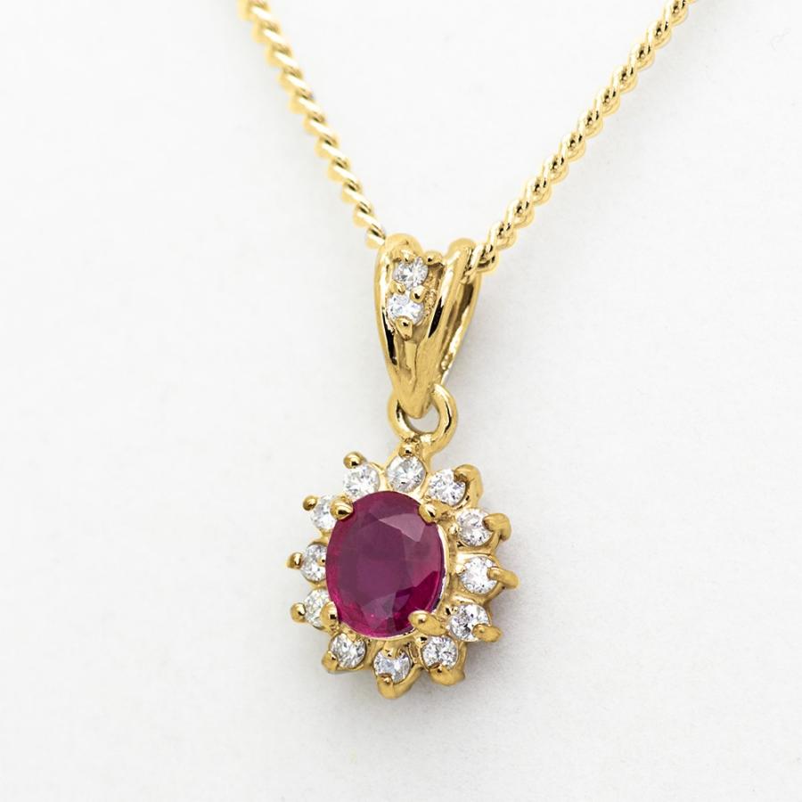 ルビー ネックレス ペンダント 0.3ct K10WG/K10YG 7月 誕生石 天然石 