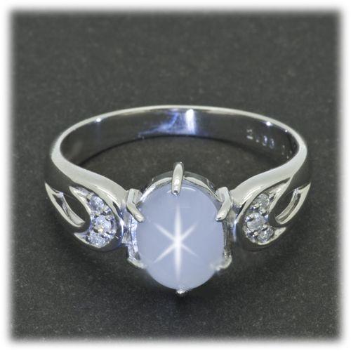 サファイア リング 指輪 2.0ct K10WG スターサファイア 稀少 9月 