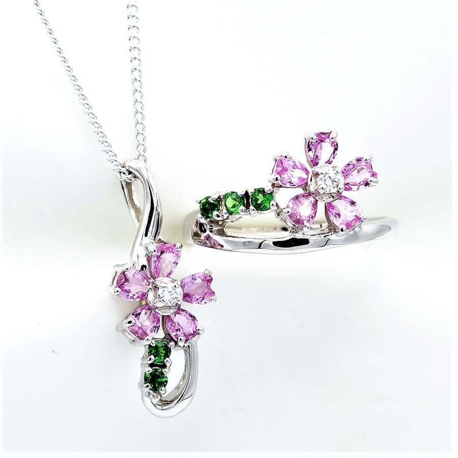 新作 ピンクサファイヤ 桜モチーフペンダント 0.70ct Pt900 新作 ピンクサファイヤ 桜モチーフペンダント 0.70ct Pt900