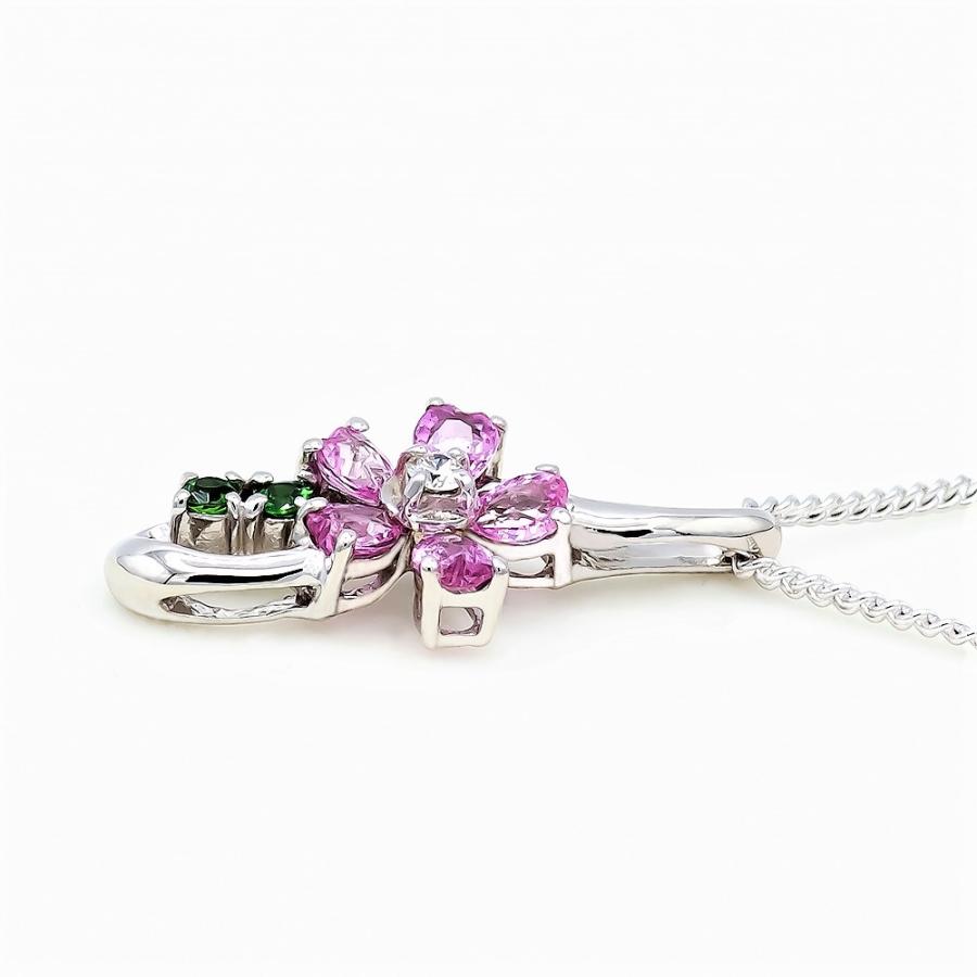 ピンクサファイヤ 桜モチーフペンダント 0.70ct Pt900/K18WG 選べる地金の画像