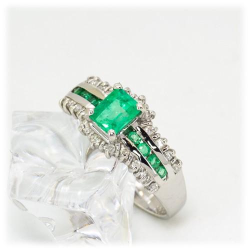 エメラルド 指輪 リング 0.5ct Pt100 コロンビア産 5月 誕生石 天然石