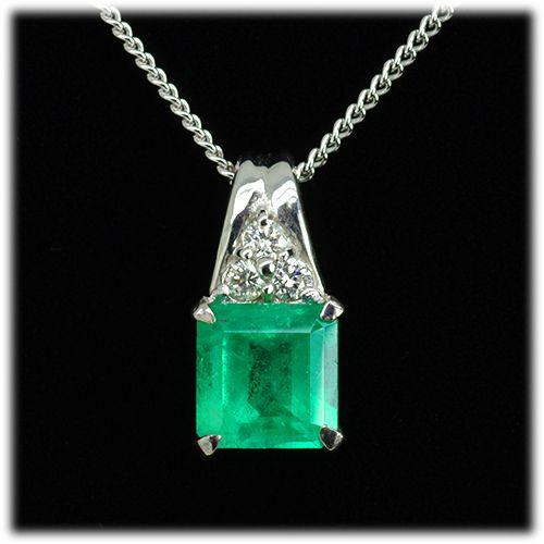 エメラルド ネックレス ペンダント 1.5ct Pt900/K18WG コロンビア産 5  