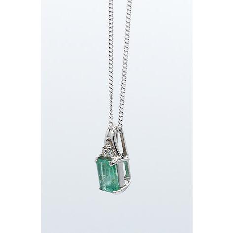 エメラルド ネックレス ペンダント 1.5ct Pt900/K18WG コロンビア産 5月 誕生石 天然石 選べる地金の画像