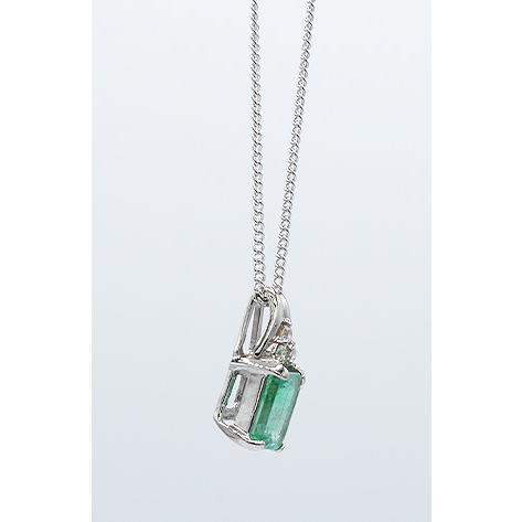 エメラルド ネックレス ペンダント 1.5ct Pt900/K18WG コロンビア産 5月 誕生石 天然石 選べる地金の画像