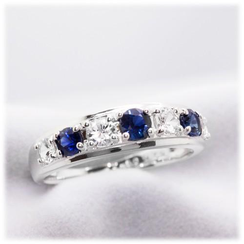 サファイア リング 指輪 0.5ct K10WG/K18WG 9月 誕生石 天然石 選べる 
