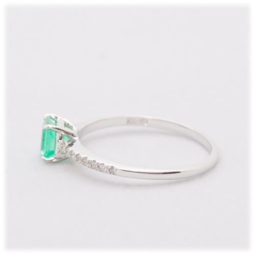 エメラルド 指輪 リング 0.5ct K18WG 5月 誕生石 天然石の画像