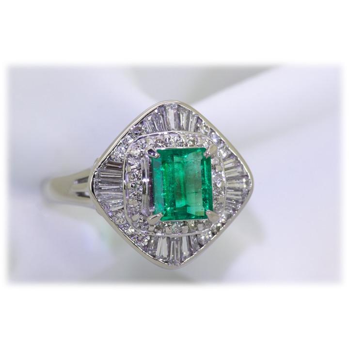 エメラルド 指輪 リング 0.87ct Pt900 コロンビア産 5月 誕生石 天然石