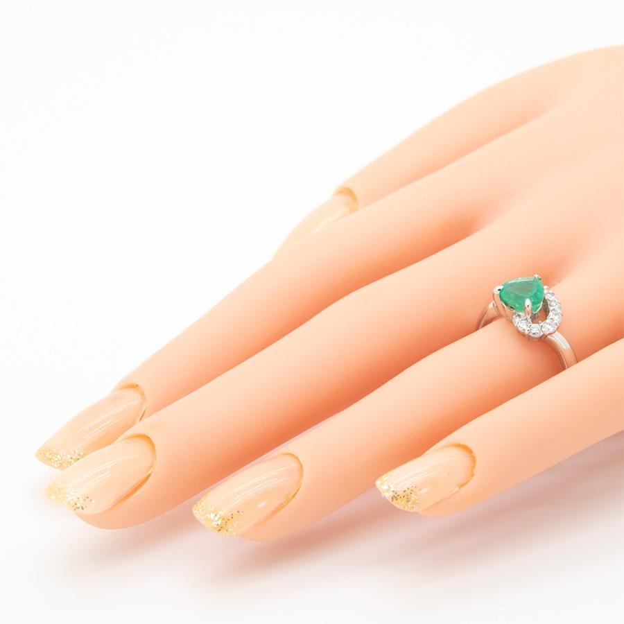 エメラルド ハートカット 指輪 リング 1.2ct Pt900 5月 誕生石 天然石 