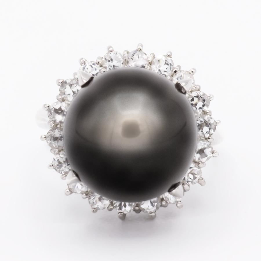美品 黒真珠 黒蝶真珠風 ネックレス ダイヤモンド 925 ブラックパール